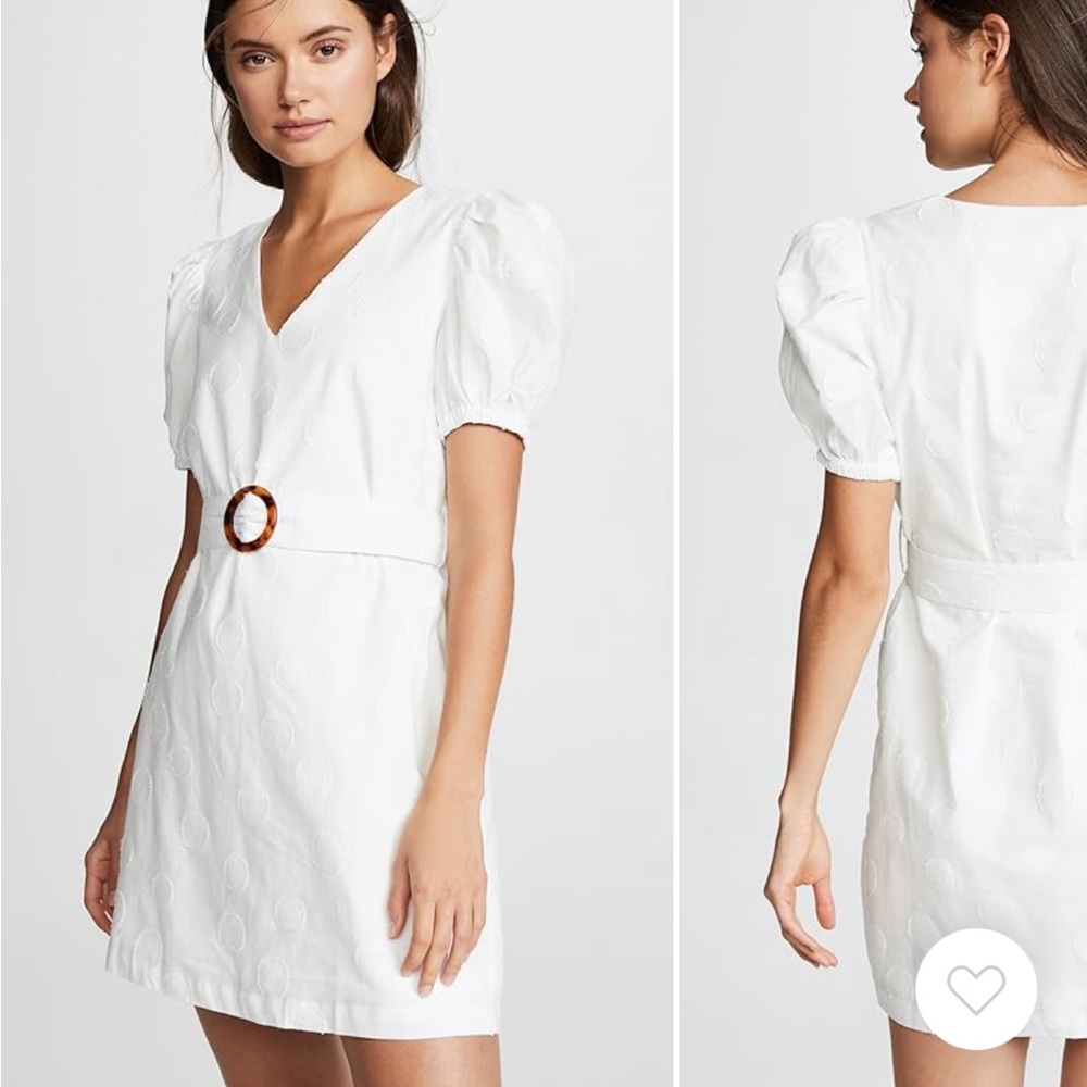White mini puff sleeve dress